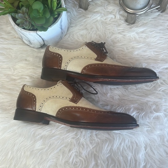 Mezlan Men’s Brown/Beige Wingtip Spectator Oxford Dress Shoes Size 8 - Picture 8 of 16
